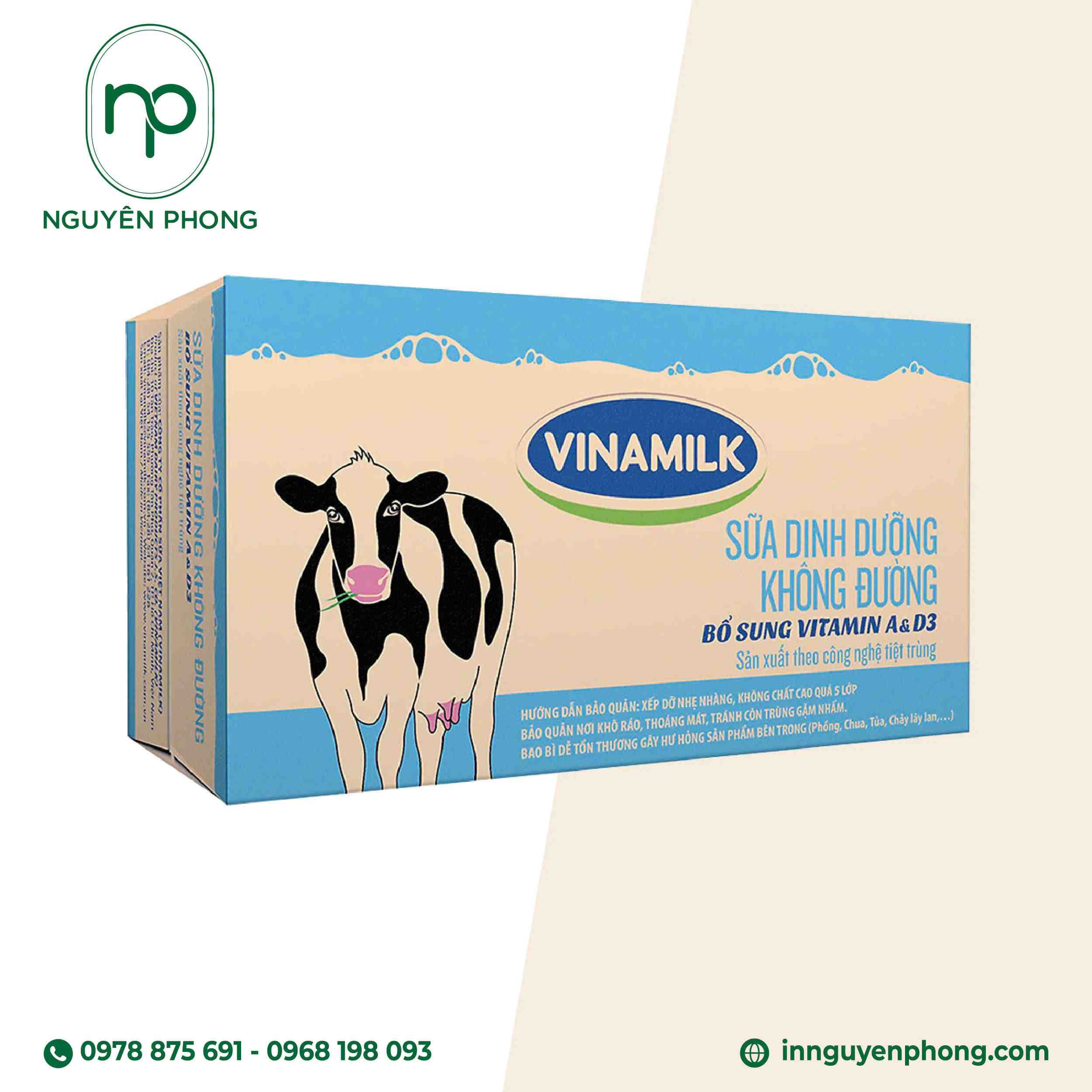 Mẫu in thùng sữa Vinamilk không đường 